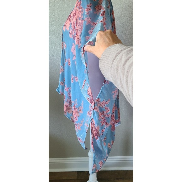 Fairy Ethereal Floral Cardigan Top One Size Blue Boho Burnout Velvet Whimsy - Picture 10 of 10